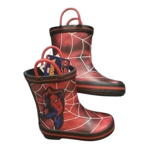 Marvel shoes kids sz 5 boots Spiderman rain snow pull on cute boys girls unisex